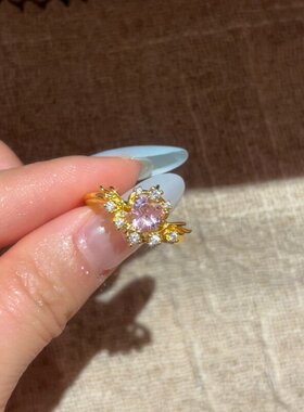粉色爱心形翅膀魔法少女戒指女士