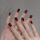 百搭短款 高级感春夏季 美甲贴片 美甲穿戴甲2026新款 酒红碎金反法式