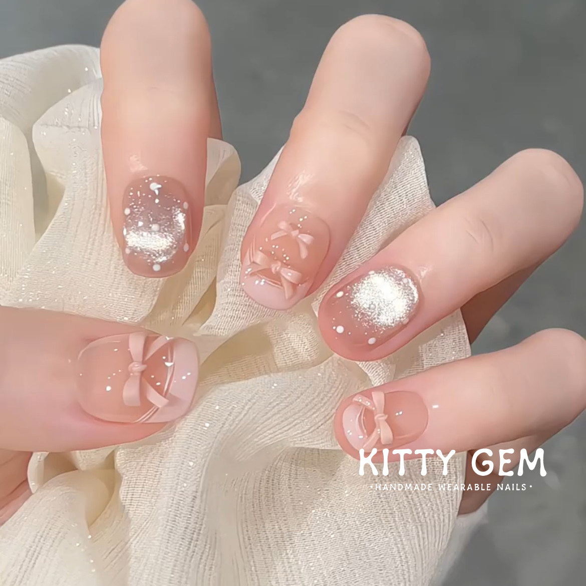 秋冬新款美甲穿戴甲短款气质甜美法式蝴蝶结裸色显白学生美甲贴片,彩妆/香水/美妆工具,穿戴甲/甲片,淘宝优惠券,粉丝福利购,淘宝优惠卷