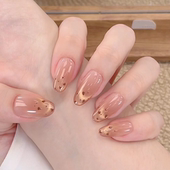 高级感百搭显白猫眼美甲贴片 豹纹纯手工穿戴甲2026新款 春夏季 法式