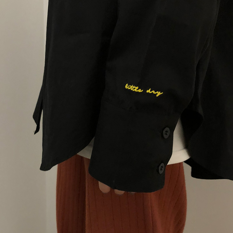 littledry²»ÓÍ ×ÔÖÆ¸´¹ÅºÚÉ«´ÌÐå³ÄÉÀÅ®bf·çÐÝÏÐÉÏÒÂ2018¶¬¼¾Ð¿î