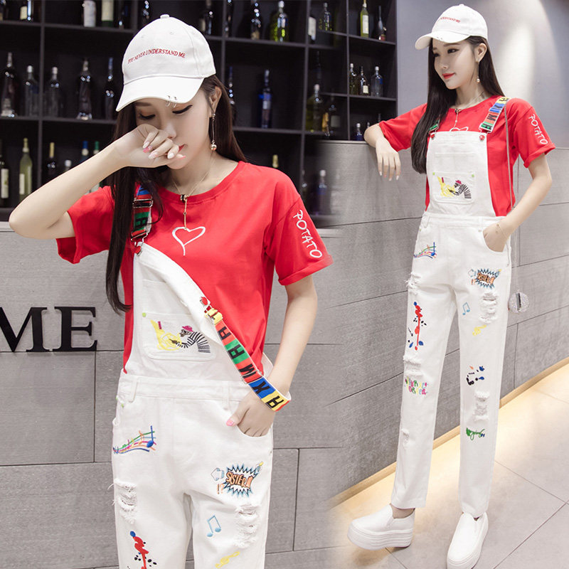 Embroidered jeans Summer wear Women's wear Korean Edition Easy hole rompers student Versatile Nine points Jumpsuits Show thinin the Women's clothing/Boutique , Jeans  category - from Buy2taobao.com to provide professional Taobao agent buy service