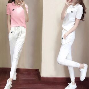 ins超火女夏季新款纯棉小鹿套装女神范小心机套装休闲运动两件套