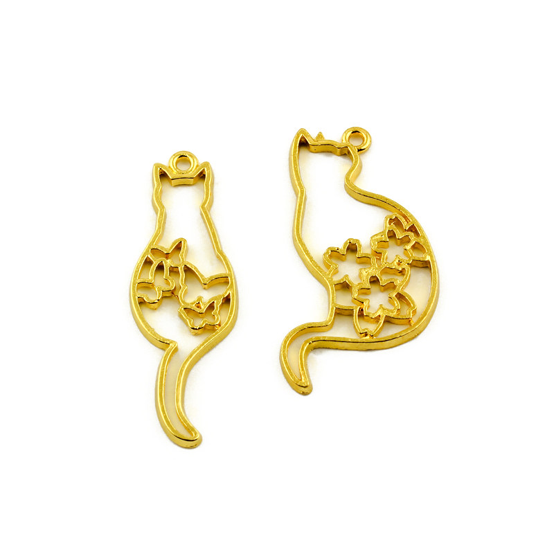 UV滴胶框蝴蝶樱花猫咪镂空金属空框吊坠配件