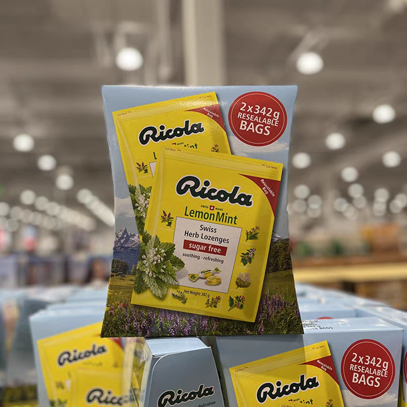 开市客代购瑞士 Ricola利口乐柠檬薄荷润喉糖无糖配方342克/袋 *2
