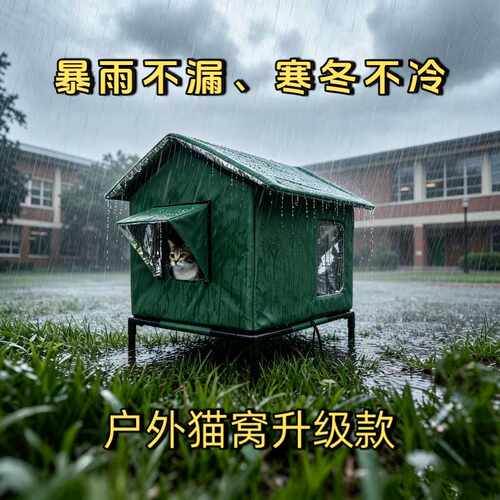 户外防雨防寒增高防水可折叠猫窝