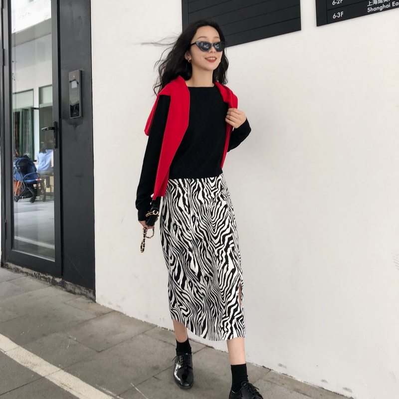 春秋新款时尚走秀斑马纹略包臀中长款半身裙港味chic高腰显瘦中裙|msdalam kategori Butik wanita / wanita, skirt - dari Buy2taobao.com untuk memberikan perkhidmatan ejen Taobao profesional membeli