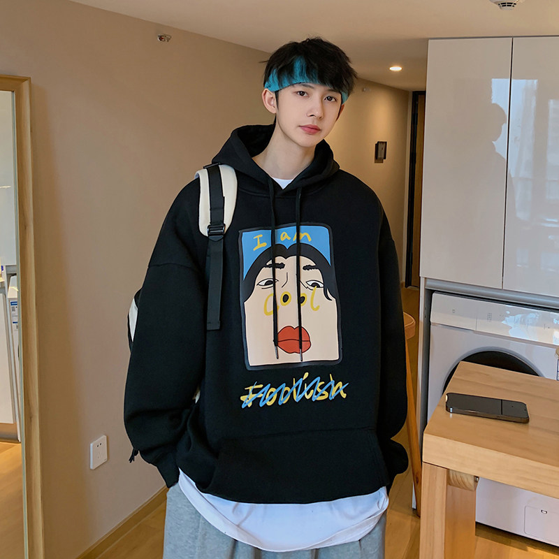 @港风连帽卫衣情侣装东东秋冬季男外套打底衫W3003-P45控68,男装卫衣,星座216(原A116)