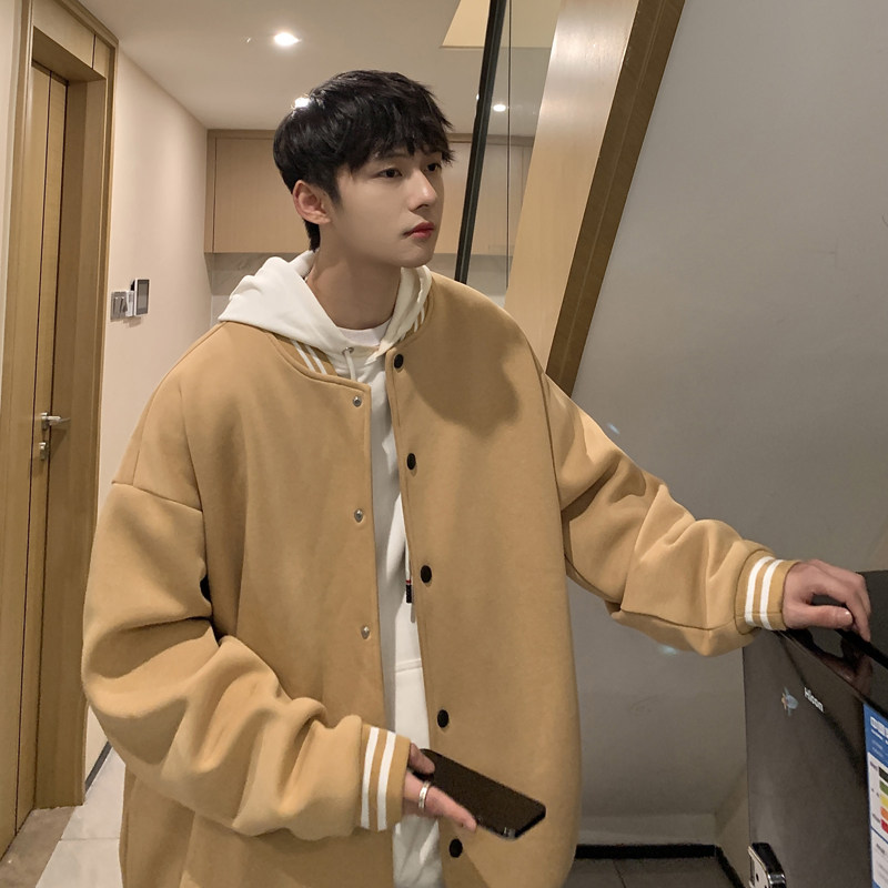 440克开衫卫衣纯色排扣棒球服秋冬潮抖音男棉套头外套DYW001-P90图片