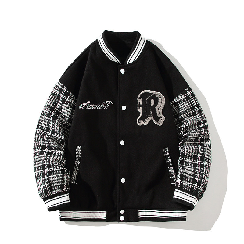 秋冬高品质小香风拼接呢料刺绣棒球服夹克开衫外套J2005-125控148,男装夹克,星座216(原A116)