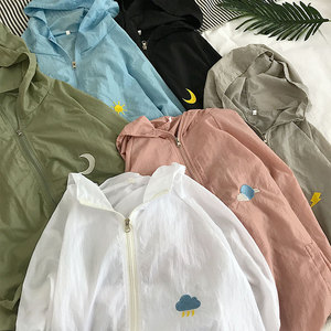 @港风平铺 防晒衣服薄款夹克宽松大码连帽开衫外套JK15-特P35控48图片