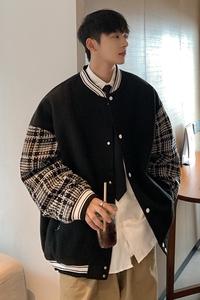 秋冬高品质小香风拼接呢料棒球服夹克开衫外套J2003-P95控119图片