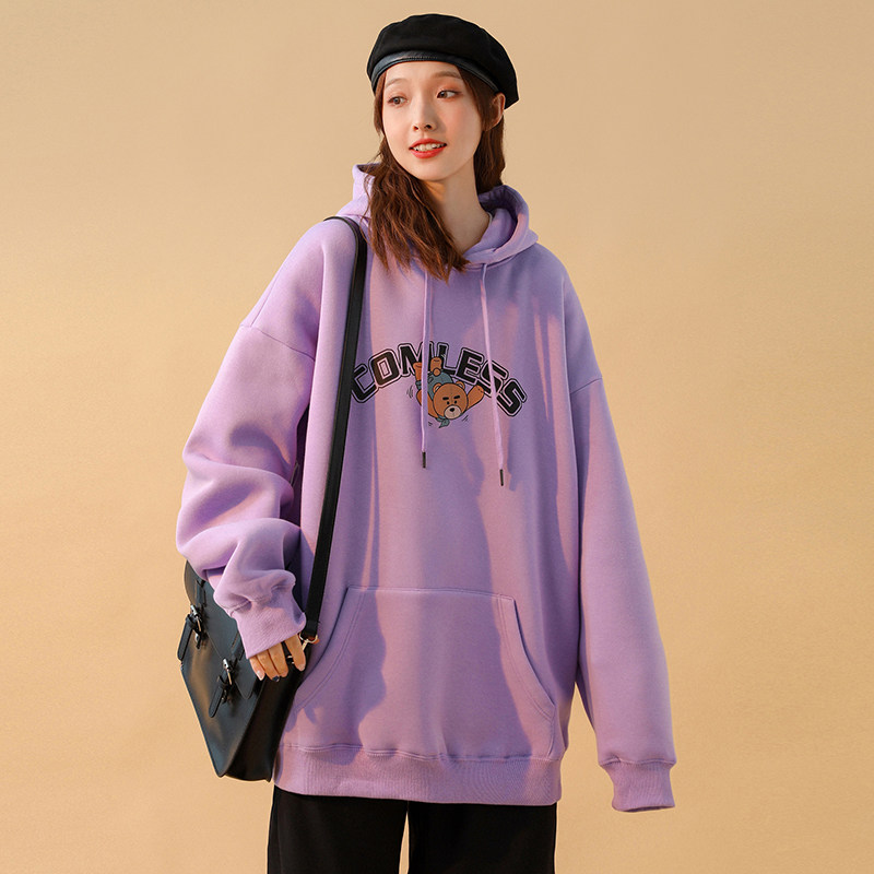 @中性 小熊连帽卫衣秋冬季男外套情侣装打底衫W3014-P45控68图片
