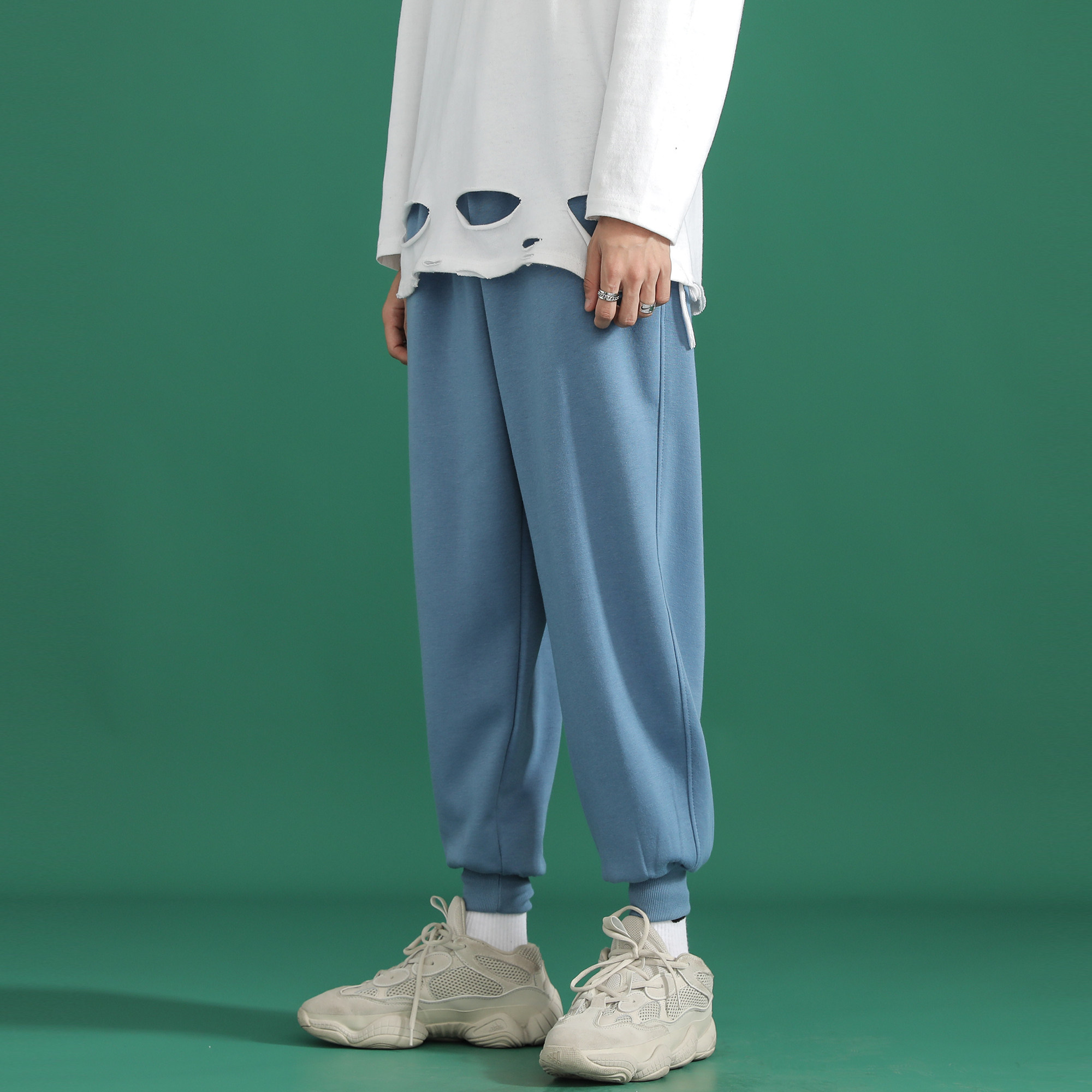 @中性九分裤纯色束脚卫裤秋冬季抽绳休闲运动长裤K83-特P25-控45,男装休闲裤,星座216(原A116)
