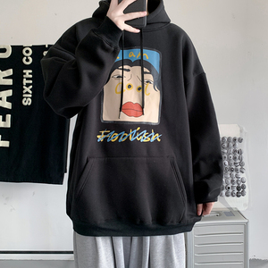 @短句 卡通印花连帽卫衣情侣装秋冬季男外套打底衫W3003-P45控58图片