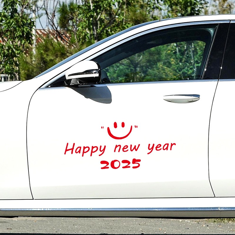 2025蛇年新年快乐英文个性文字过年装饰车贴汽车后窗贴画车门贴纸