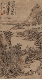 清黄溱山水高清微喷原大复制品装裱临摹画稿国画
