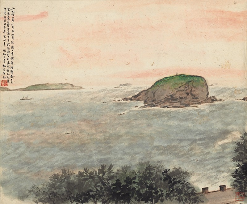 近代傅抱石山水图原大卷轴画稿仿古字画高清原作版画微喷范本横幅