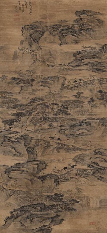 清叶六隆蜀峰栈道图原大立轴画稿仿古字画高清原作版画微喷装裱