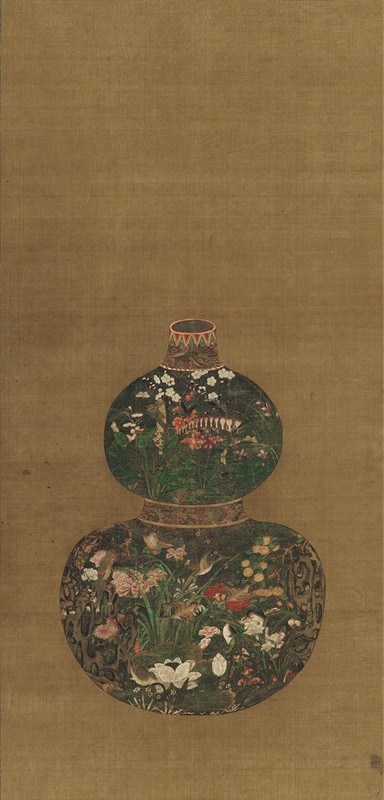宋陈琳葫芦花瓶原大挂轴装饰画仿古字画高清原作版画微喷装裱临摹
