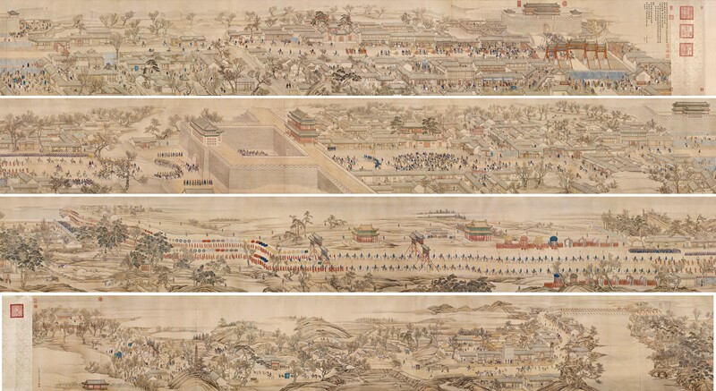清乾隆乾隆南巡图原大卷轴名画装饰高清原作版画微喷装裱临摹手卷