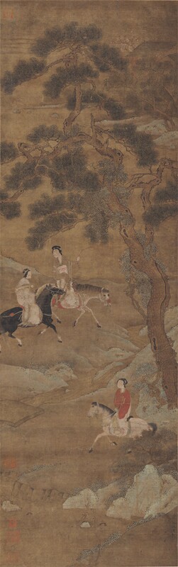 明仇英仕女图原大挂画装饰画装饰高清复制品微喷卷轴范本挂轴名画