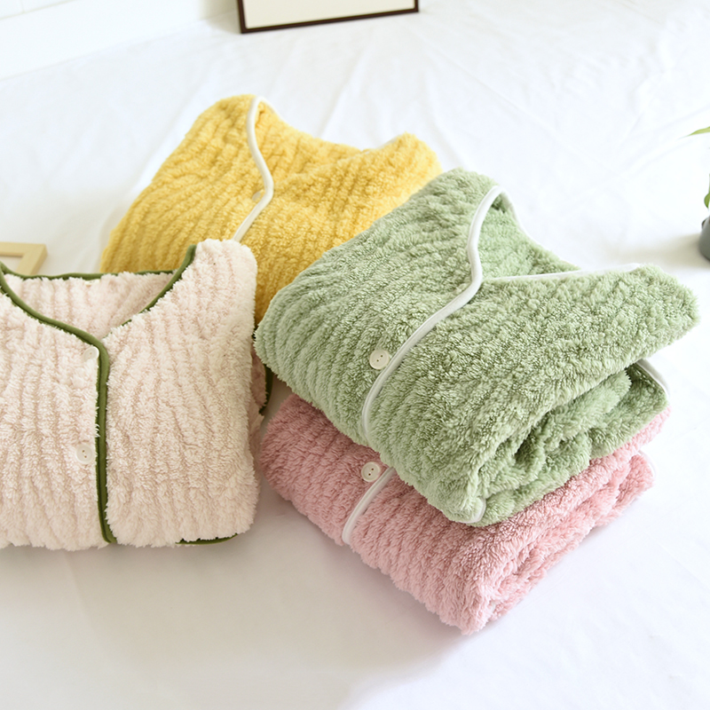 珊瑚绒睡衣上衣单件女秋冬季加绒