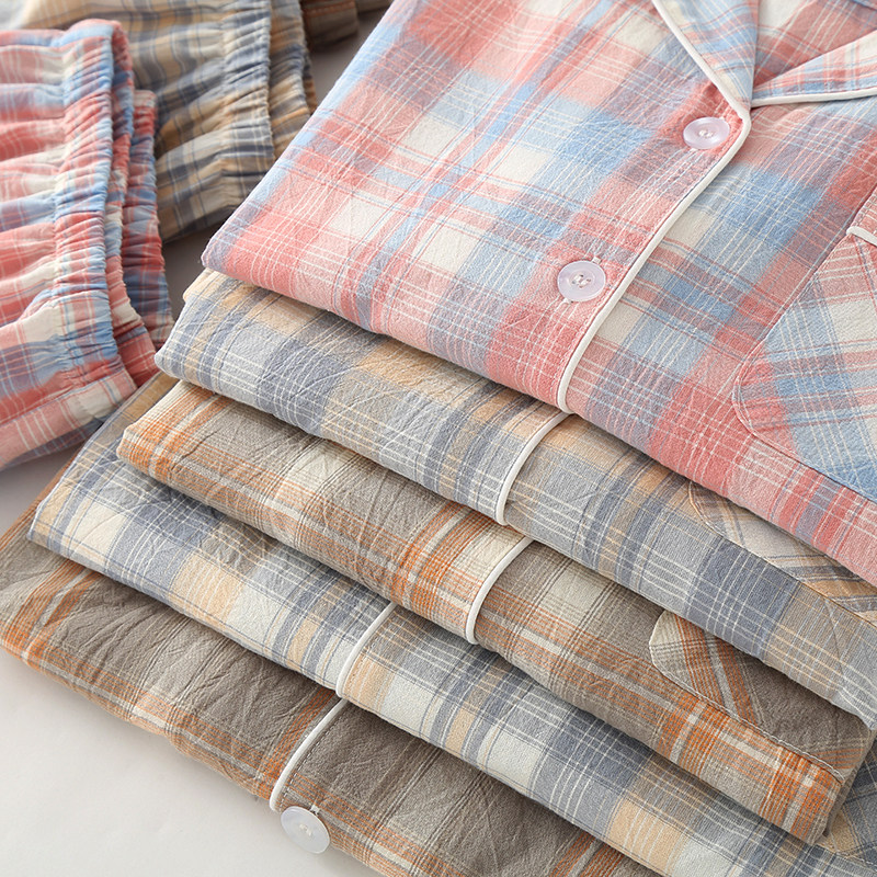 格子情侣睡衣女春秋纯棉纱布长袖套装水洗棉2026新款夏男士家居服,女士内衣/男士内衣/家居服,睡衣/家居服套装,淘宝优惠券,粉丝福利购,淘宝优惠卷