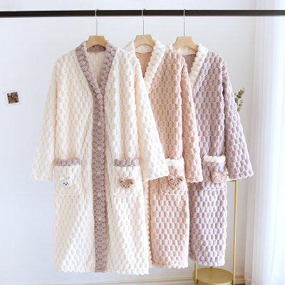 睡袍冬季女款珊瑚绒加绒加厚睡衣