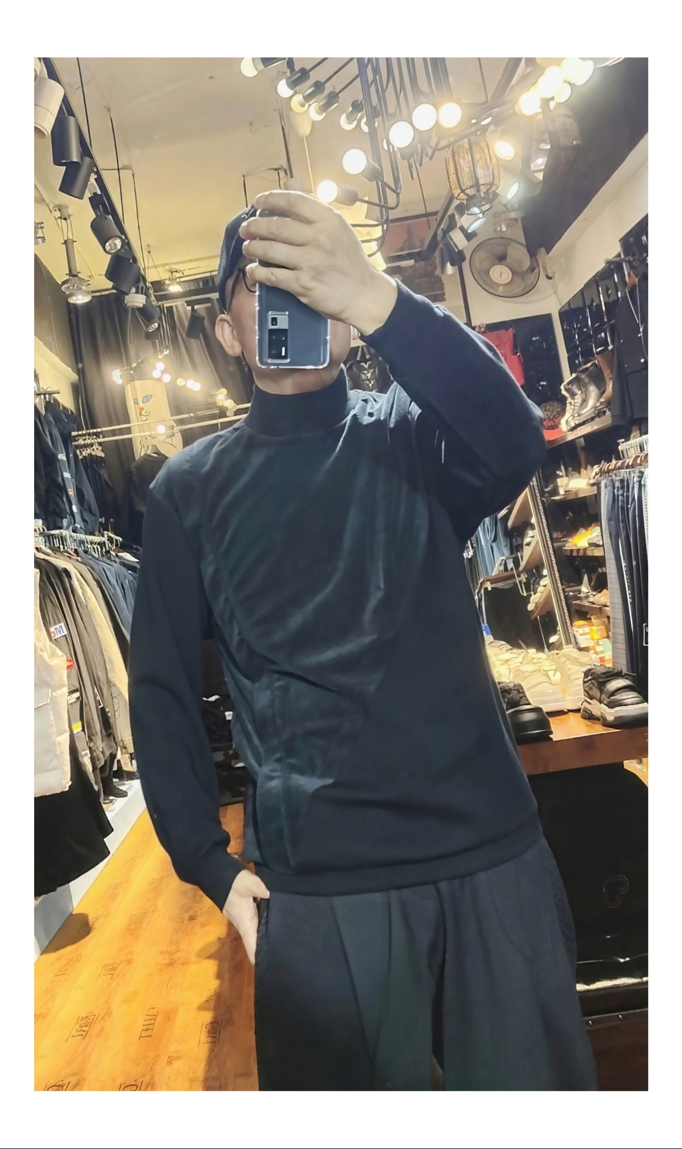 【叠穿神器】高端设计师拼料丝绒打底衫男早春半高领保暖长袖卫衣