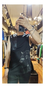 T恤男夏季 Gicarlo 无袖 意大利奢牌刺绣拼料修身 丝光棉背心 Rizzo