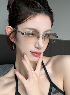 春夏金属渐变水银方形显瘦墨镜