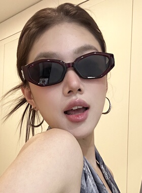 韩版新款多边形猫眼气质酒红墨镜