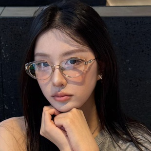 金属腿高级感文艺猫眼眼镜女中古风配近视防蓝光弱化高颧骨平光镜