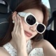 夏季 白色山茶花墨镜女大框椭圆形显瘦高级千金感度假遮阳太阳眼镜
