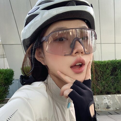 户外骑行运动透灰大框变色太阳镜