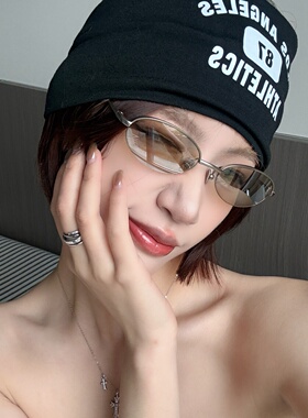 韩系精致金属银半框渐变色GM墨镜