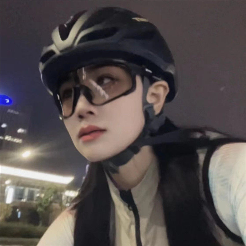透明变色户外骑行公路自行车运动夜骑墨镜女潮方圆脸显瘦太阳眼镜