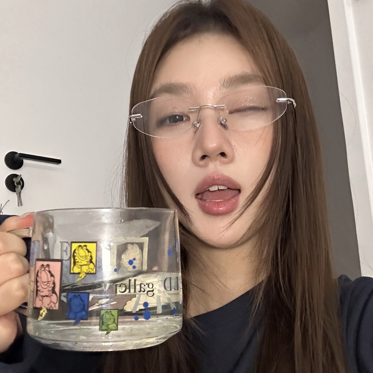 韩女高智网感无框眼镜配近视度数