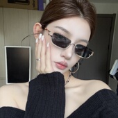 小框方形太阳眼镜下半框2026春夏金属镂空网感欧美辣妹风墨镜女潮