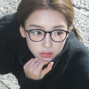 韩女素颜黑框眼镜女方形小脸精致秋冬氛围感冷清风学生配近视度数