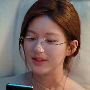 超轻无框方形眼镜女许我耀眼赵露思同款 许妍近视眼镜可配度数变色