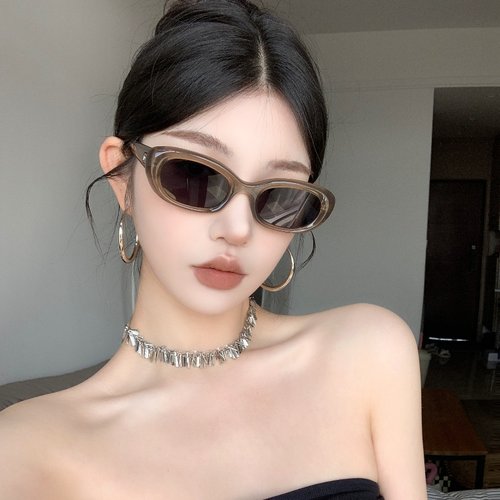 复古辣绿猫眼GM墨镜女方圆脸