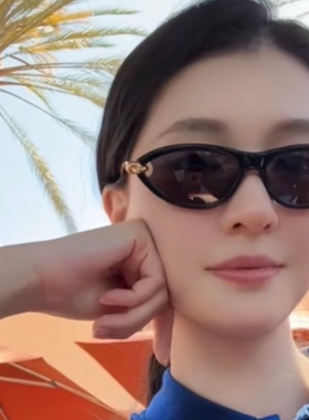 欧美辣妹风乔欣同款猫眼度假墨镜