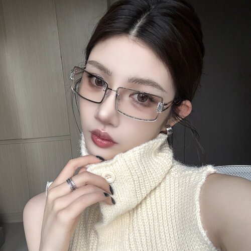 复古金属老钱风透明水银宝石墨镜