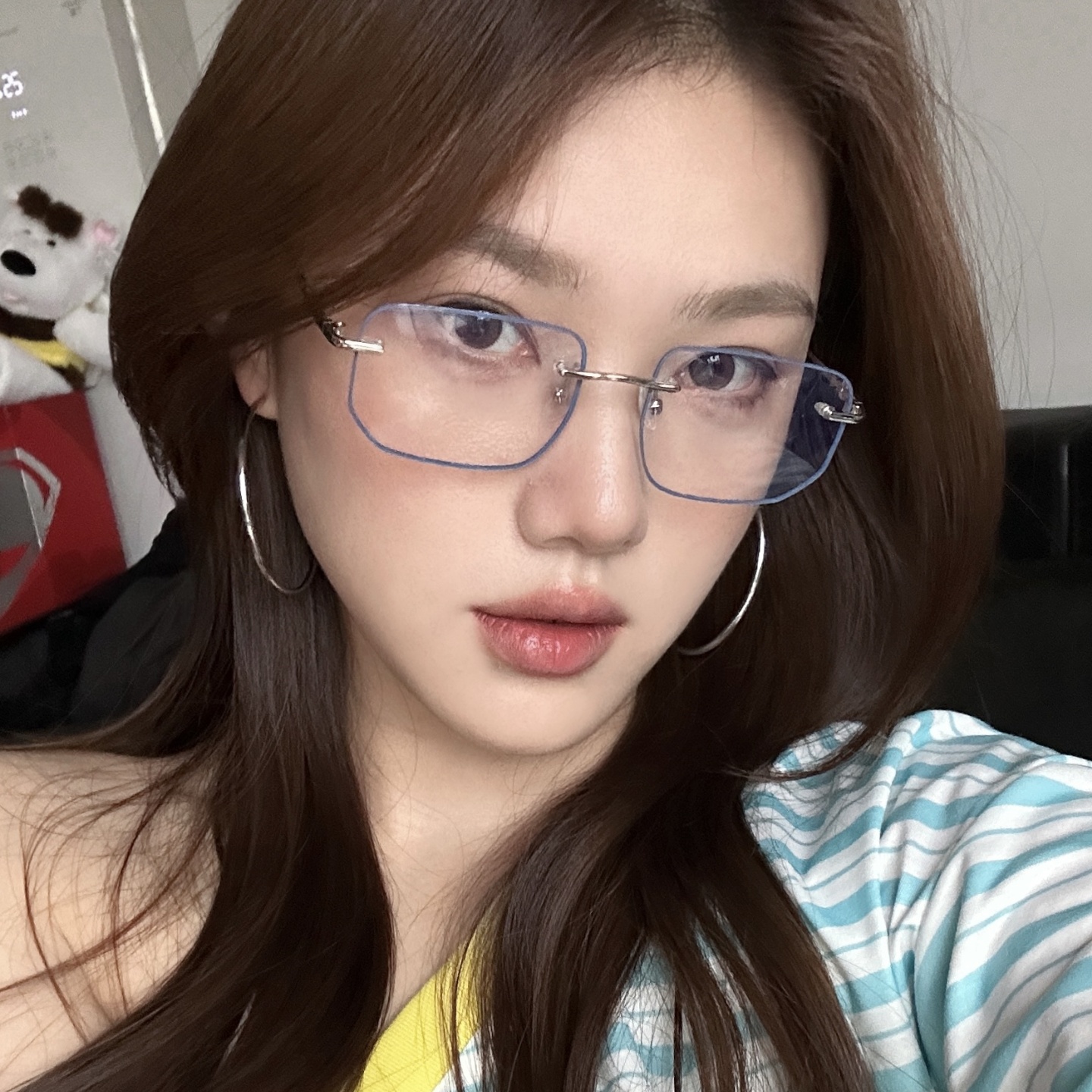 无边框蓝边光感变色灰眼镜配近视