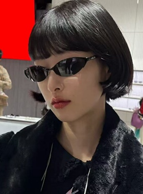 韩系复古半框猫眼显瘦防晒墨镜女