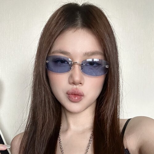 Jennie同款无框方形防UVB墨镜