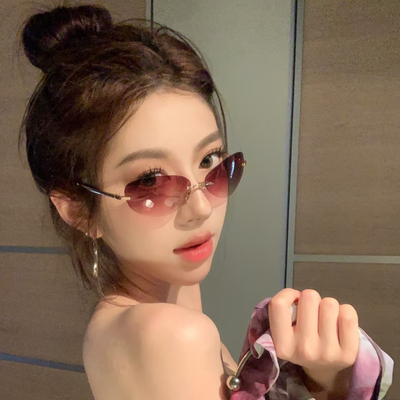 Y2K辣妹无框猫眼墨镜女潮