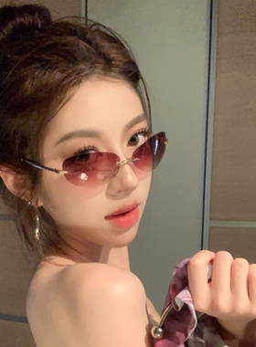 Y2K辣妹无框猫眼墨镜女潮